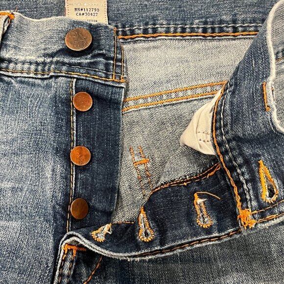 Vintage Y2K True Religion Jeans sz 36 Button Fly Distressed Grunge (READ) - Picture 12 of 12